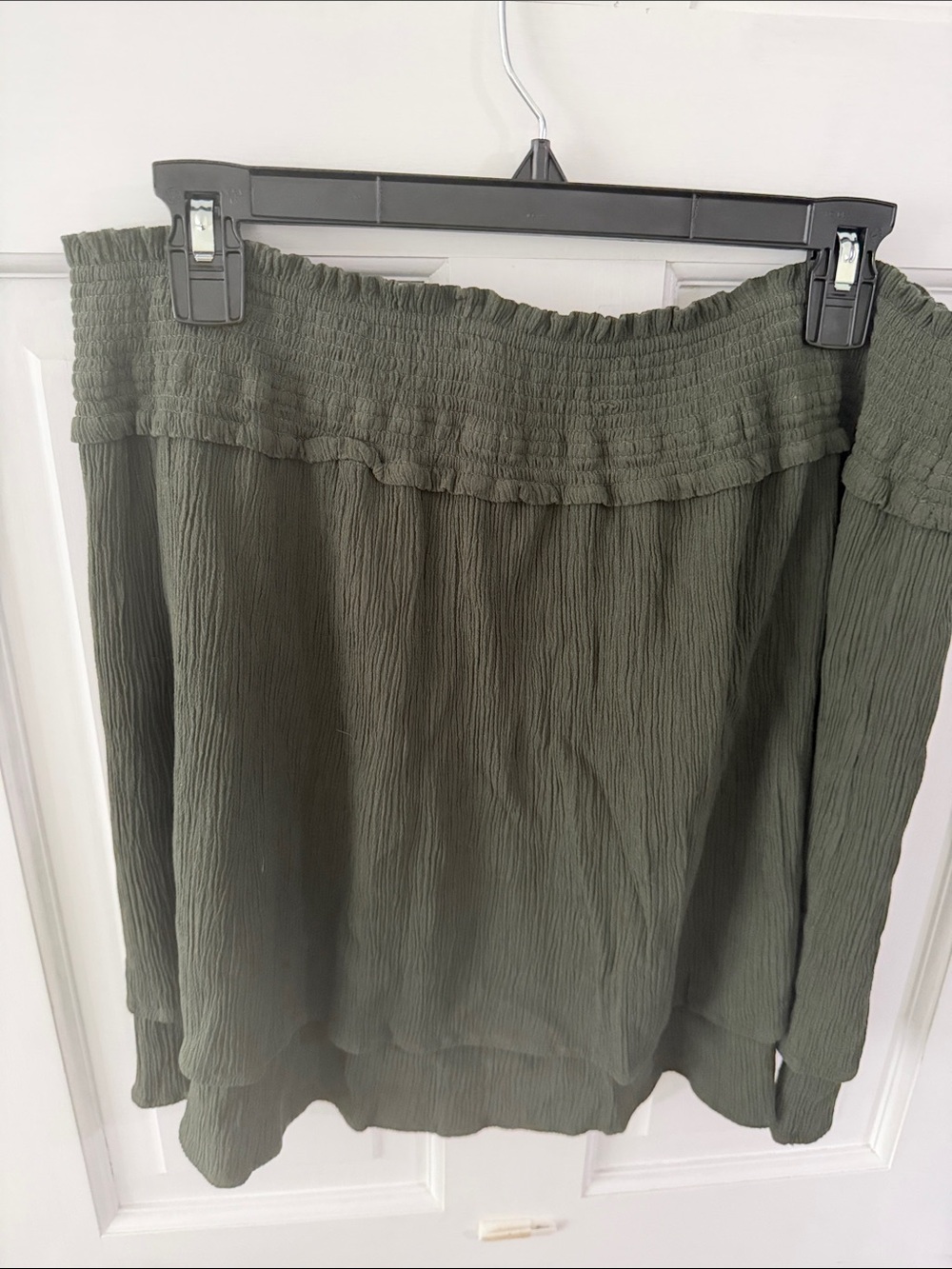 Market & Spruce Olive Green Smocked Waist Mini Skirt